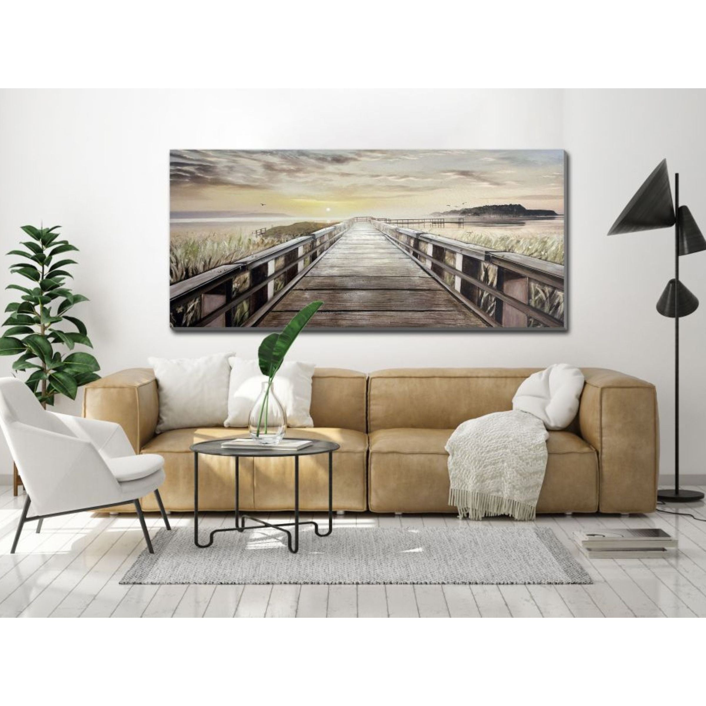 Boardwalk Metal and Wood Embellished Canvas 71"W x 32"H