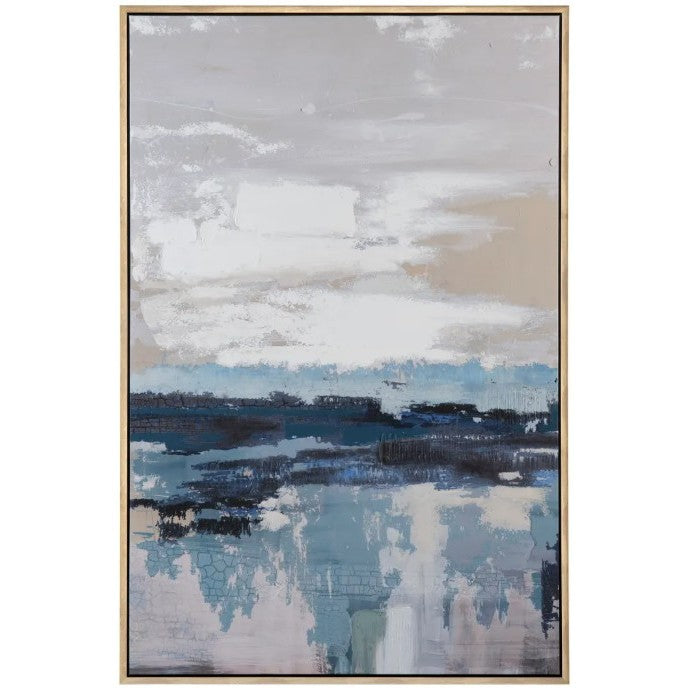 Blue Abstract Framed Canvas 39.5"W x 59"H