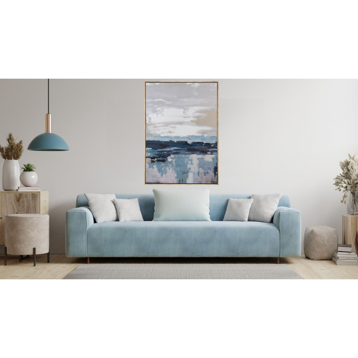 Blue Abstract Framed Canvas 39.5"W x 59"H