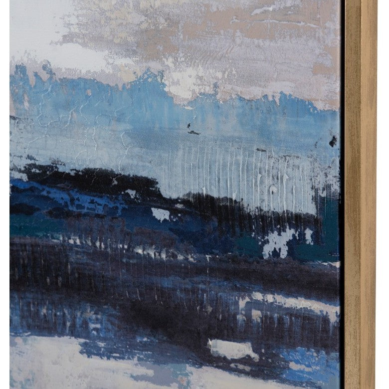 Blue Abstract Framed Canvas 39.5"W x 59"H