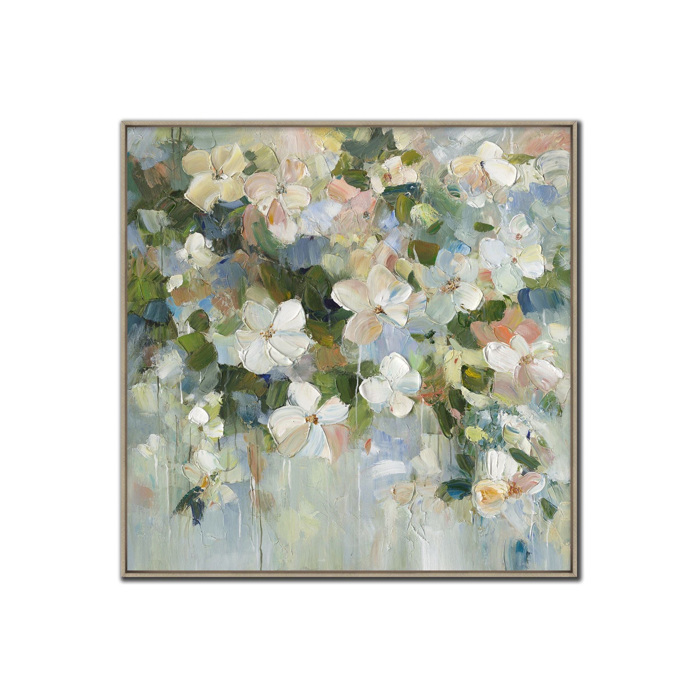 Spring Floral Hand Embellished Framed Canvas 30"W x 30"H