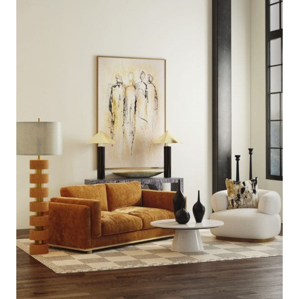 Black and Cream Abstract Figures Hand Painted Canvas Art 48"W x 72"H
