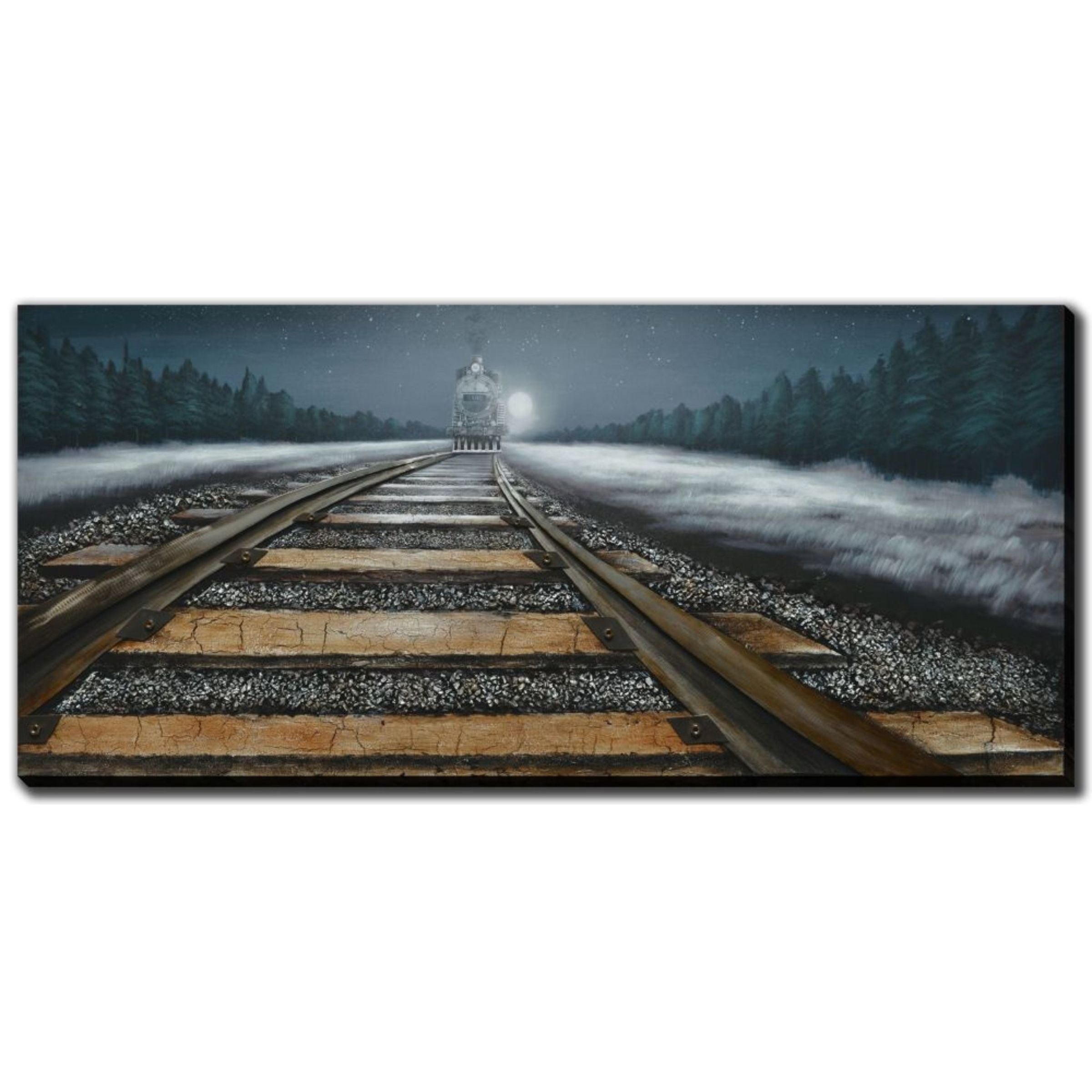 Night Train Metal and Stone Embellished Canvas 71"W x 32"H