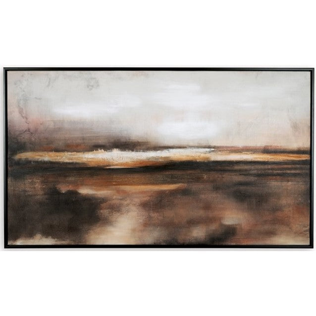 Horizon Black, Brown, and Orange Framed Canvas 35"W x 60"H
