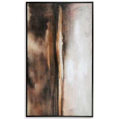 Horizon Black, Brown, and Orange Framed Canvas 35"W x 60"H
