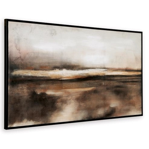 Horizon Black, Brown, and Orange Framed Canvas 35"W x 60"H