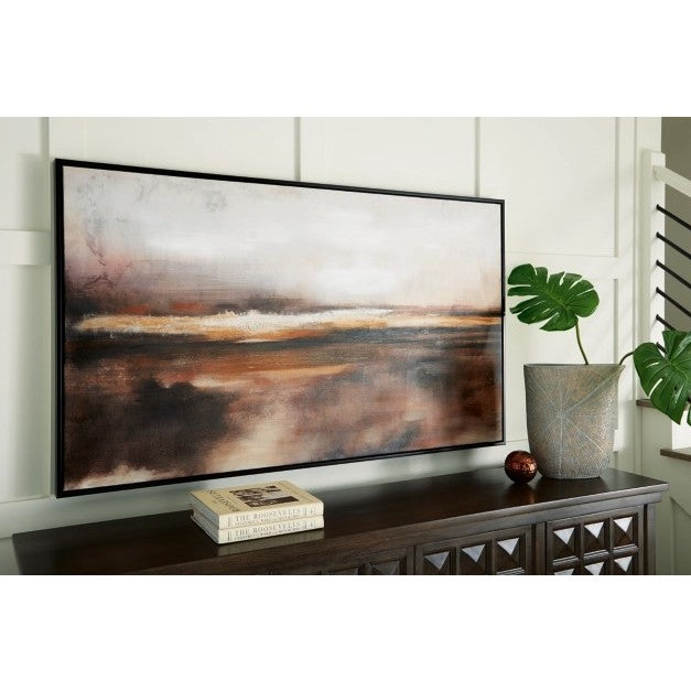 Horizon Black, Brown, and Orange Framed Canvas 35"W x 60"H