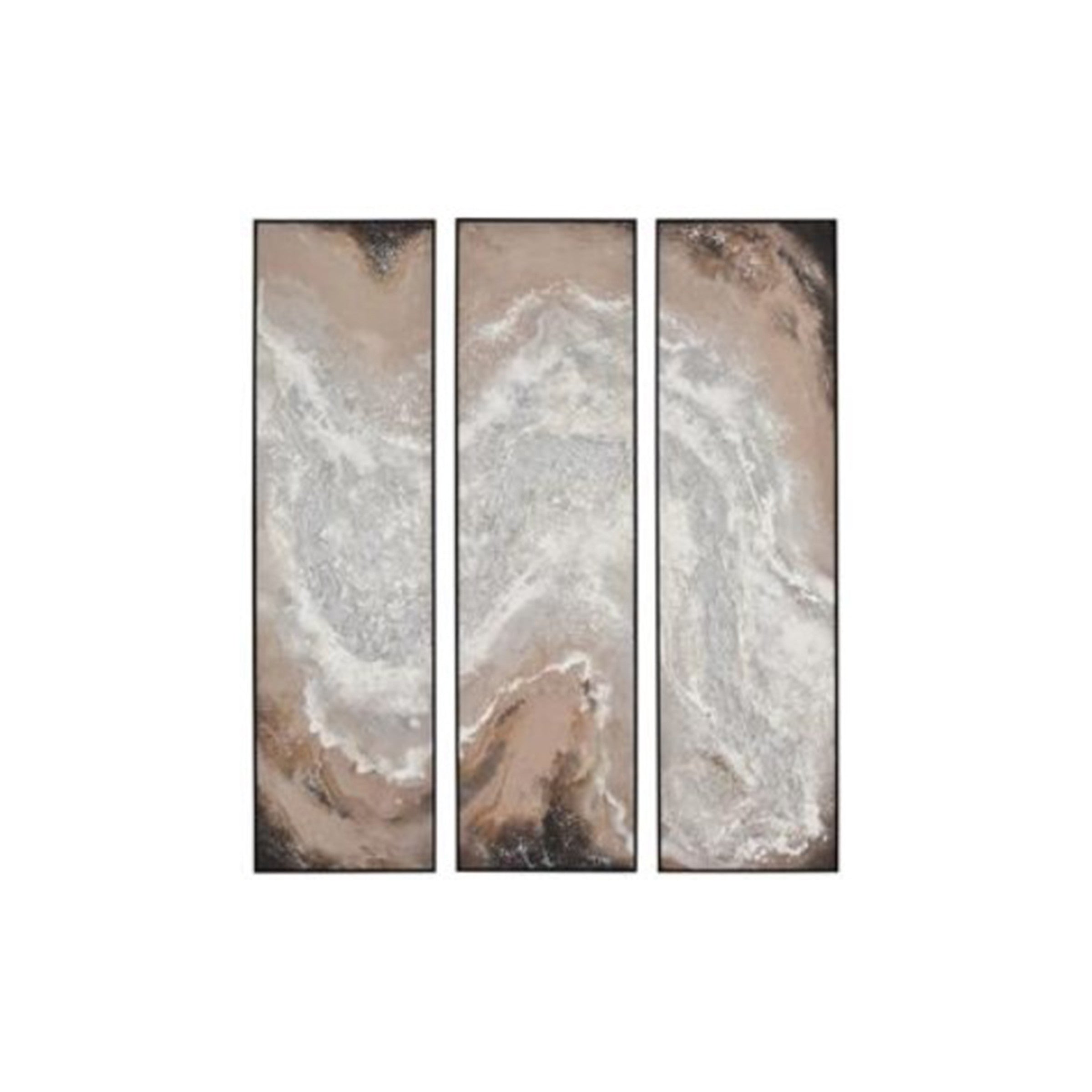 Set of 3 Neutral Abstract Framed Paintings 20"W x 71"H