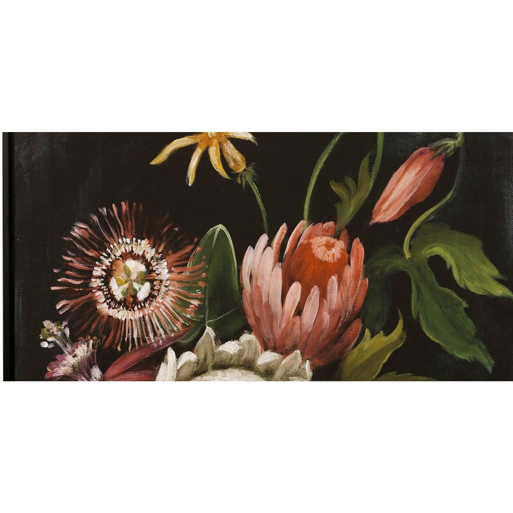 Black and Rose Floral II Framed Canvas Art 30"W x 40"H