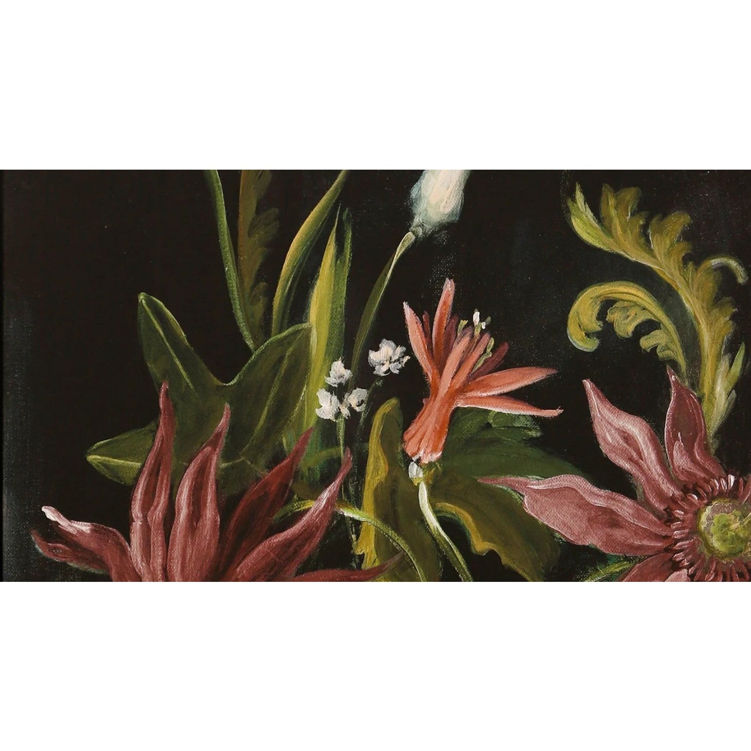 Black and Rose Floral I Framed Canvas Art 30"W x 40"H