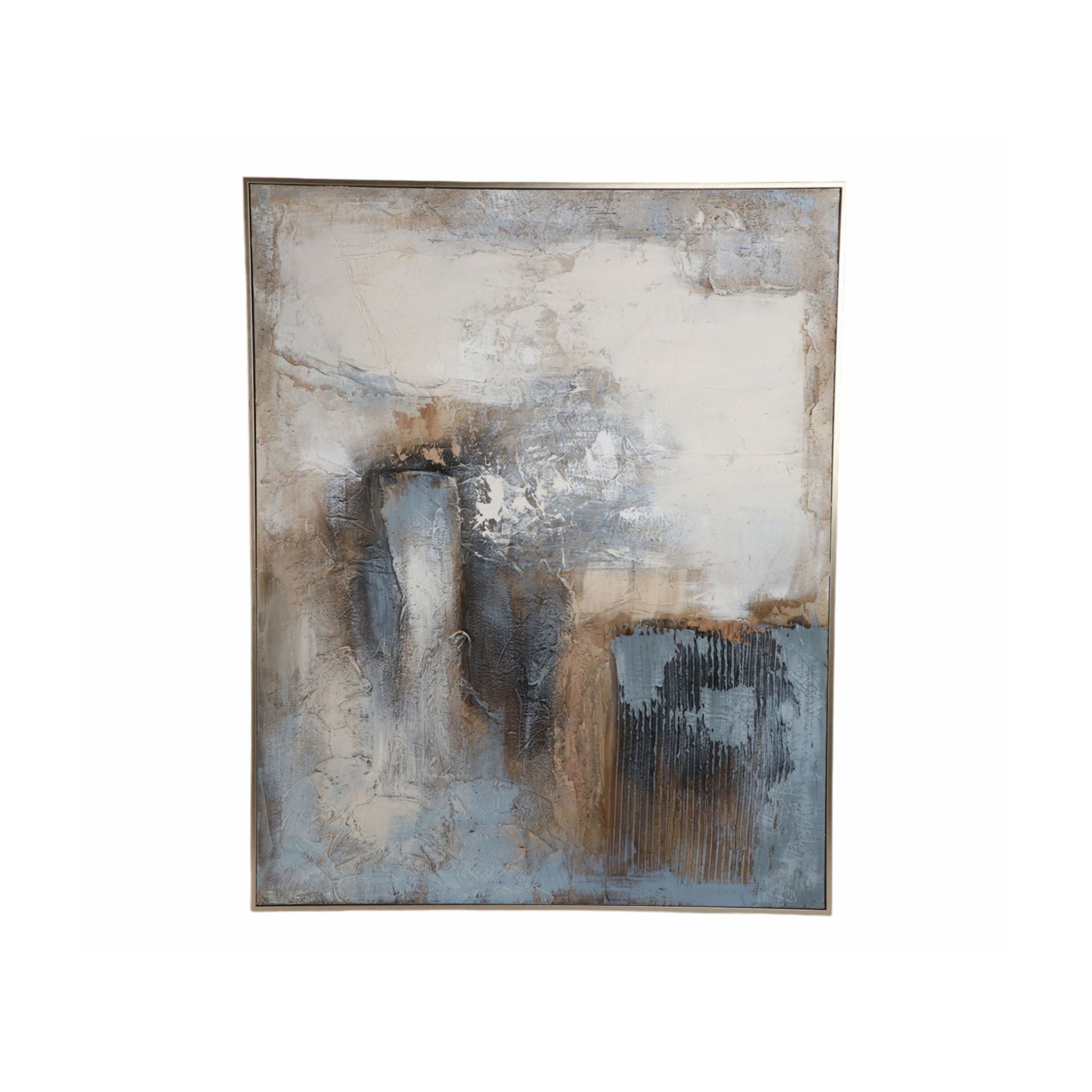 Blue and Cream Abstract Hand Painted Wall Art 48"W x 60"H