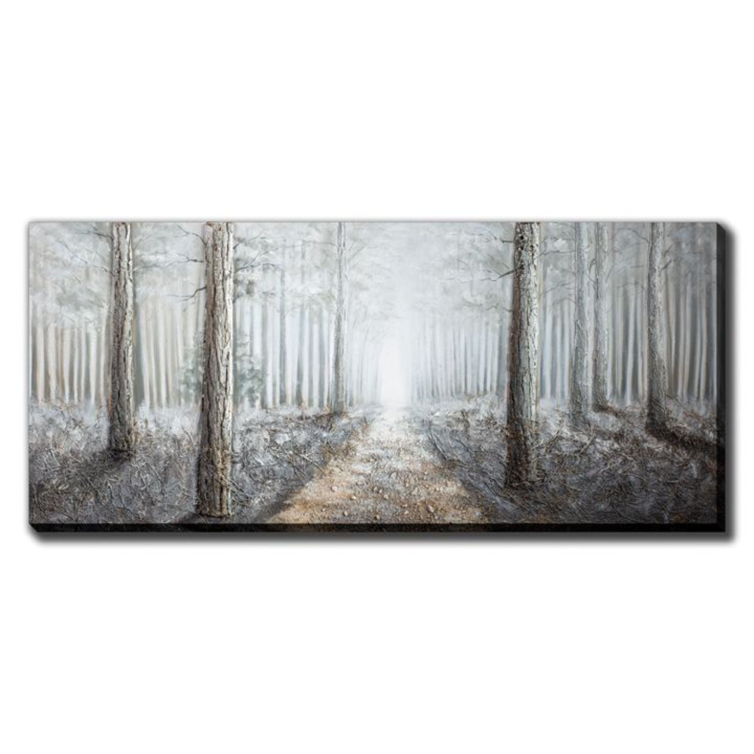 Misty Woods Wood and Stone Embellished Canvas 32"W x 72"H
