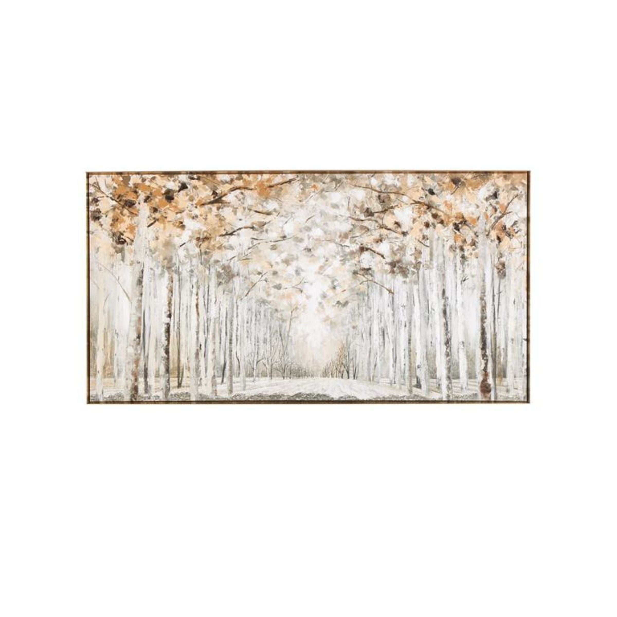 Brown Birch Pathway Framed Canvas Art 58"W x 31"H