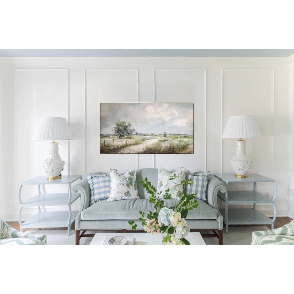 Spring Country Road Hand Painted Framed Canvas 57"W x 32"H