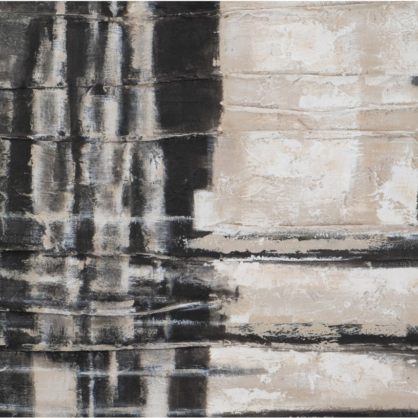 Black and Tan Abstract Hand Painted Wall Art 50"W x 50"H
