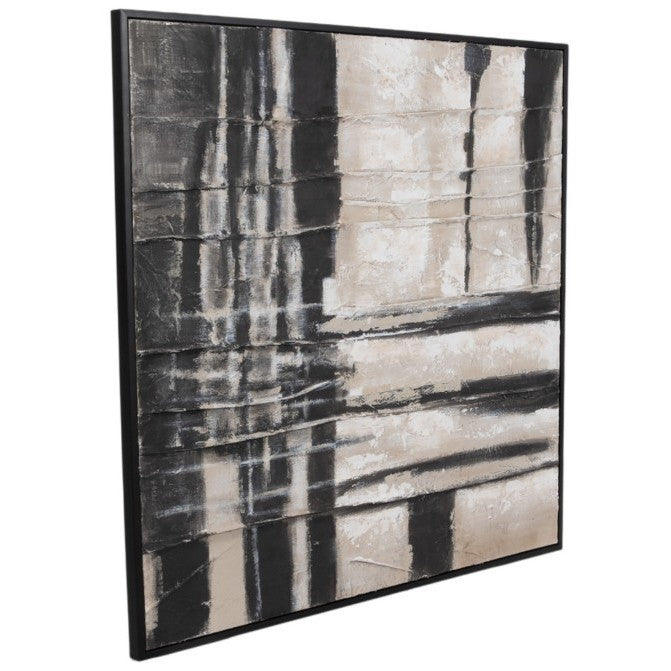 Black and Tan Abstract Hand Painted Wall Art 50"W x 50"H