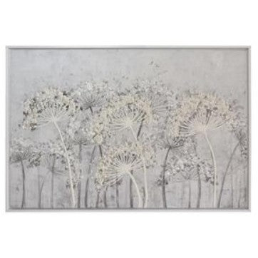 Neutral Wish Flowers Framed Oil Painting 47"W x 31.5"H