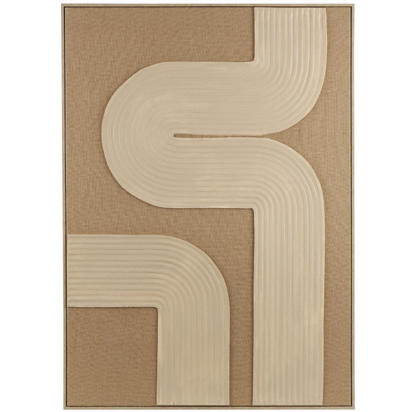 Tan Textured Lines Framed Canvas Art 41"W x 57"H