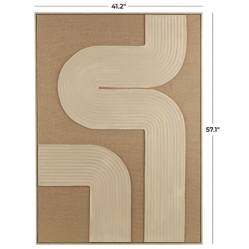 Tan Textured Lines Framed Canvas Art 41"W x 57"H