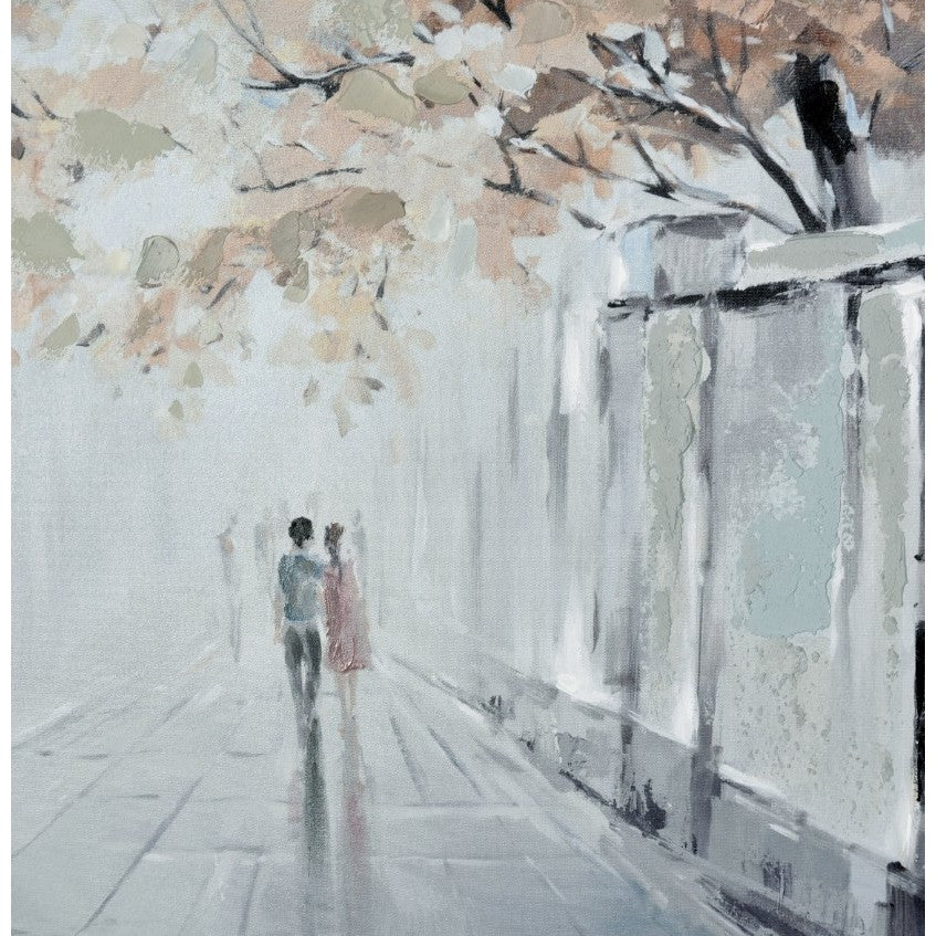 City Stroll Embellished Canvas Framed Painting 40"W x 40"H