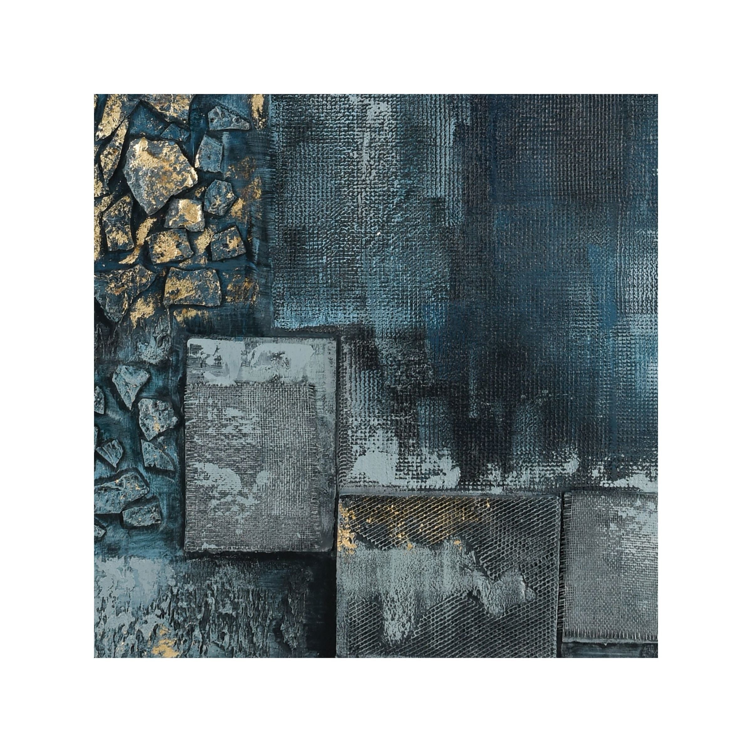 Blue and Black Abstract Framed Art 60"W x 80"H
