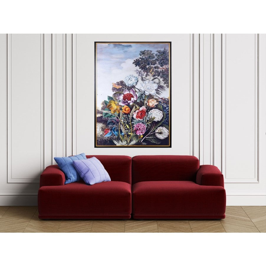 Hand Embellished Floral Framed Canvas Art 50"W x 74"H