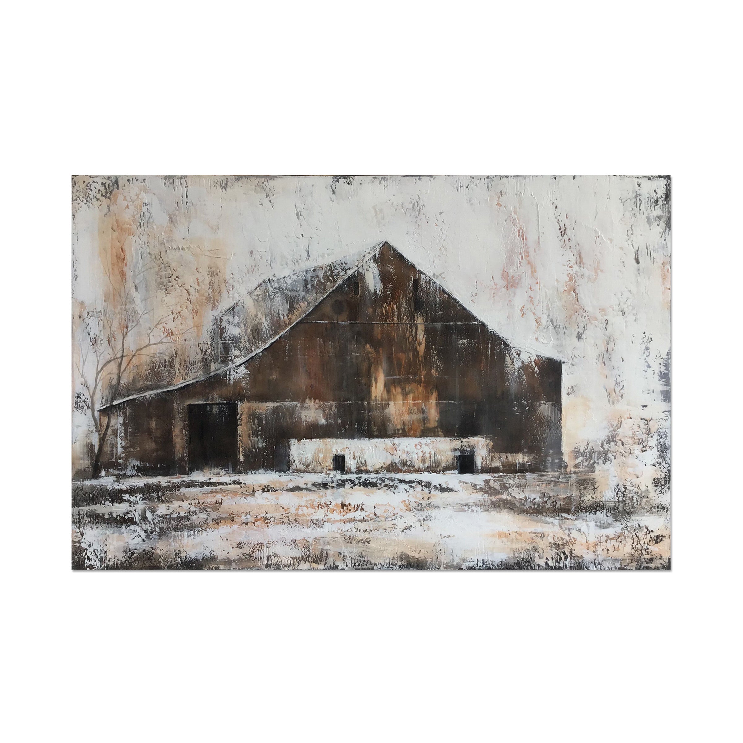 Snowy Barn Canvas Art 60"W x 40"H