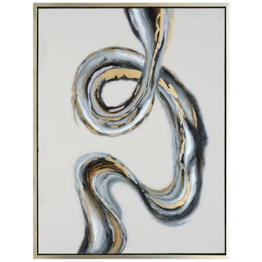 Small Black and Gold Swirl Abstract Canvas Art 32"W x 42"H