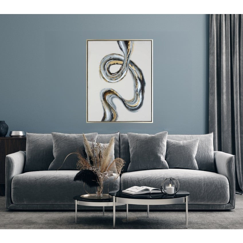 Small Black and Gold Swirl Abstract Canvas Art 32"W x 42"H