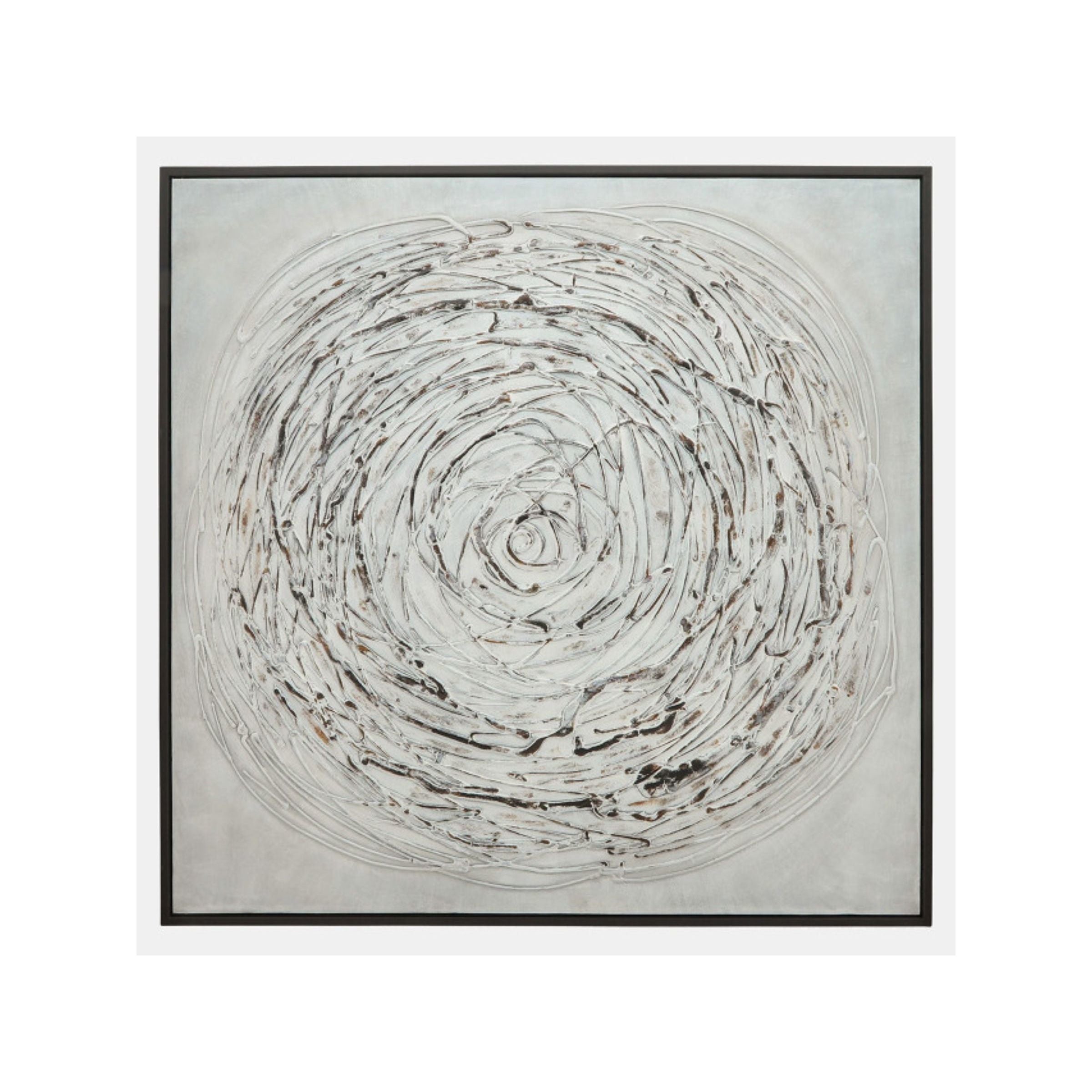 Grey Swirl Black Framed Painting 52"W x 52"H