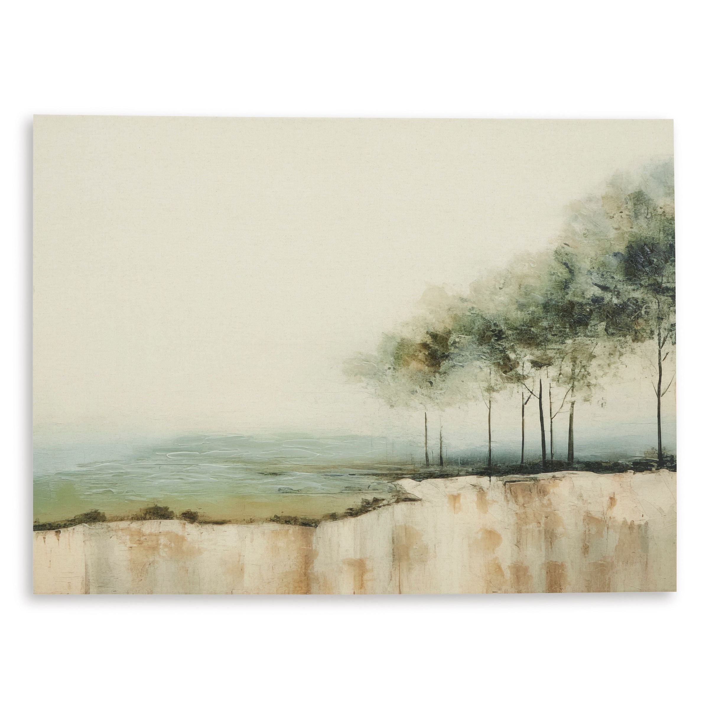 Tranquil Green Trees Hand Embellished Framed Canvas 48"W x 36"H