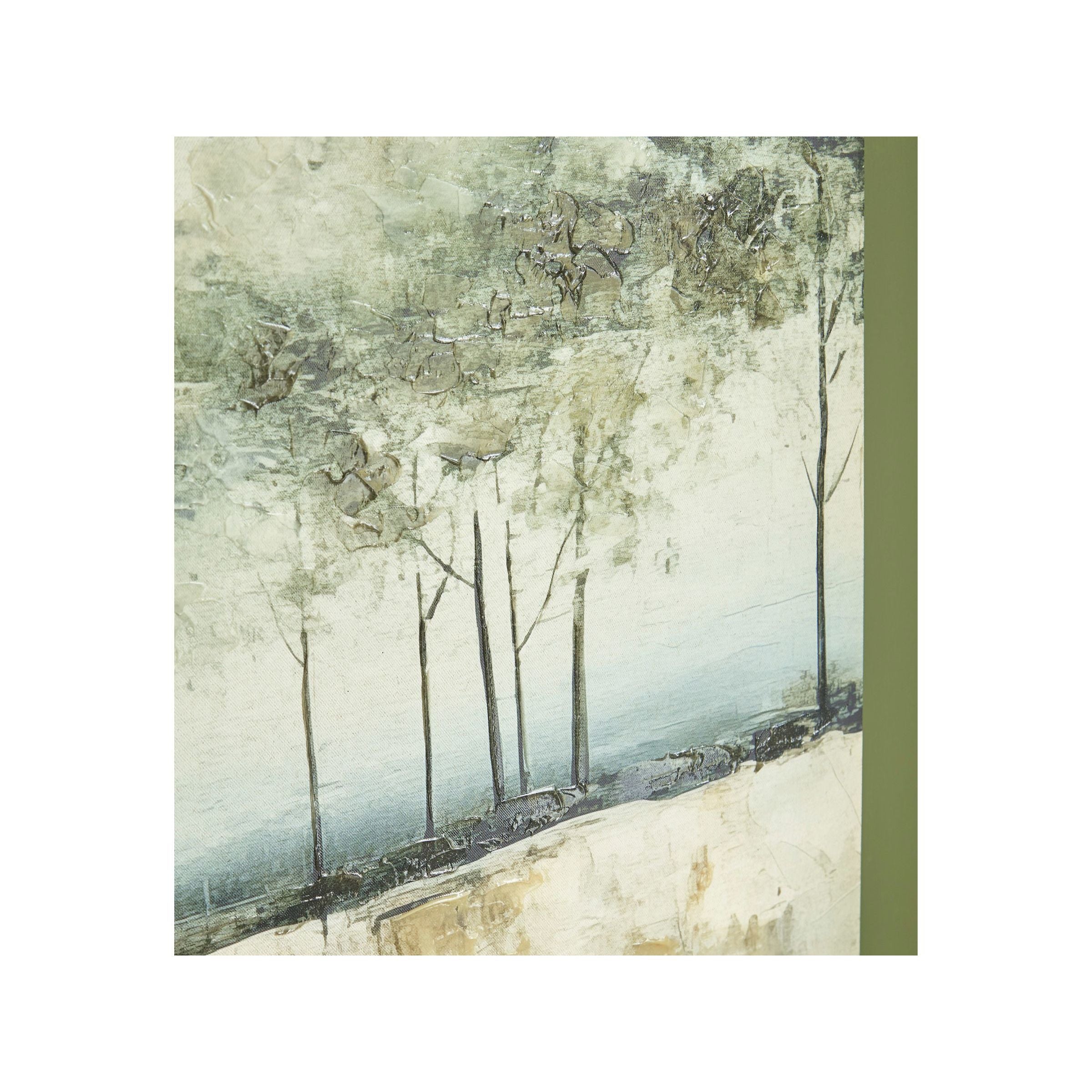 Tranquil Green Trees Hand Embellished Framed Canvas 48"W x 36"H