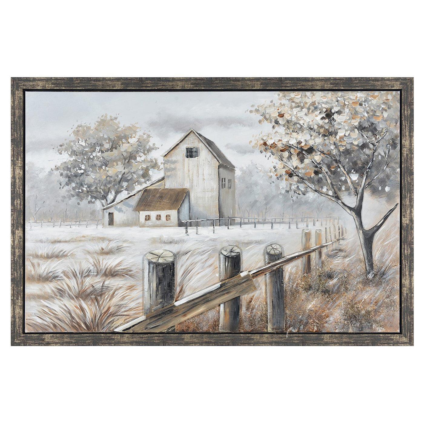 Fall Farm Hand Painted Framed Canvas 59"W x 39"H