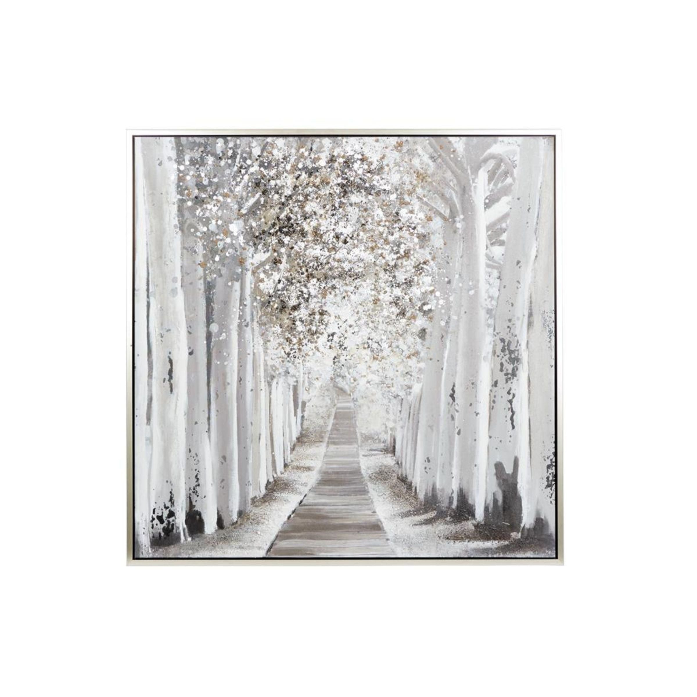 Birch Pathway Framed Canvas Art 47"W x 47"H