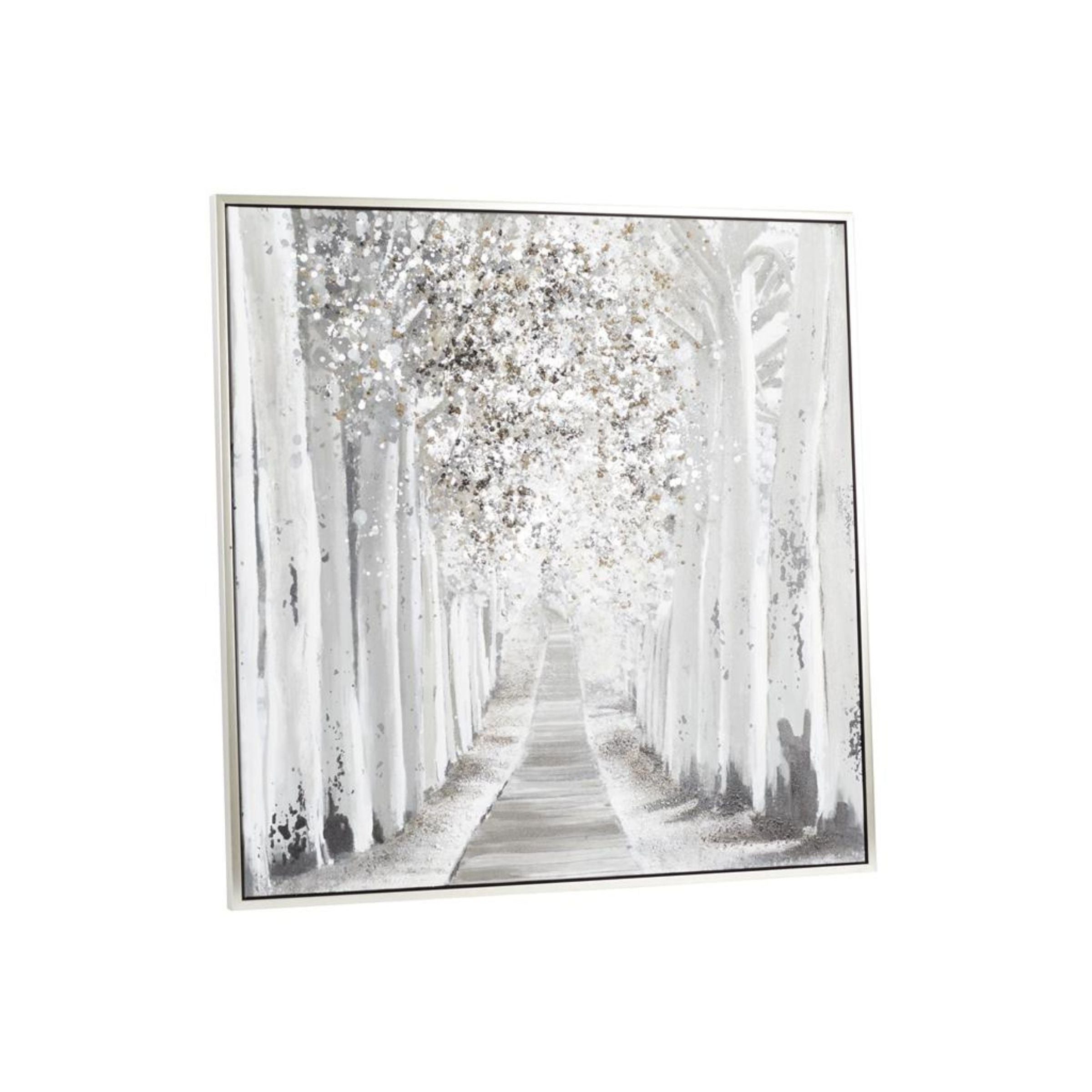 Birch Pathway Framed Canvas Art 47"W x 47"H