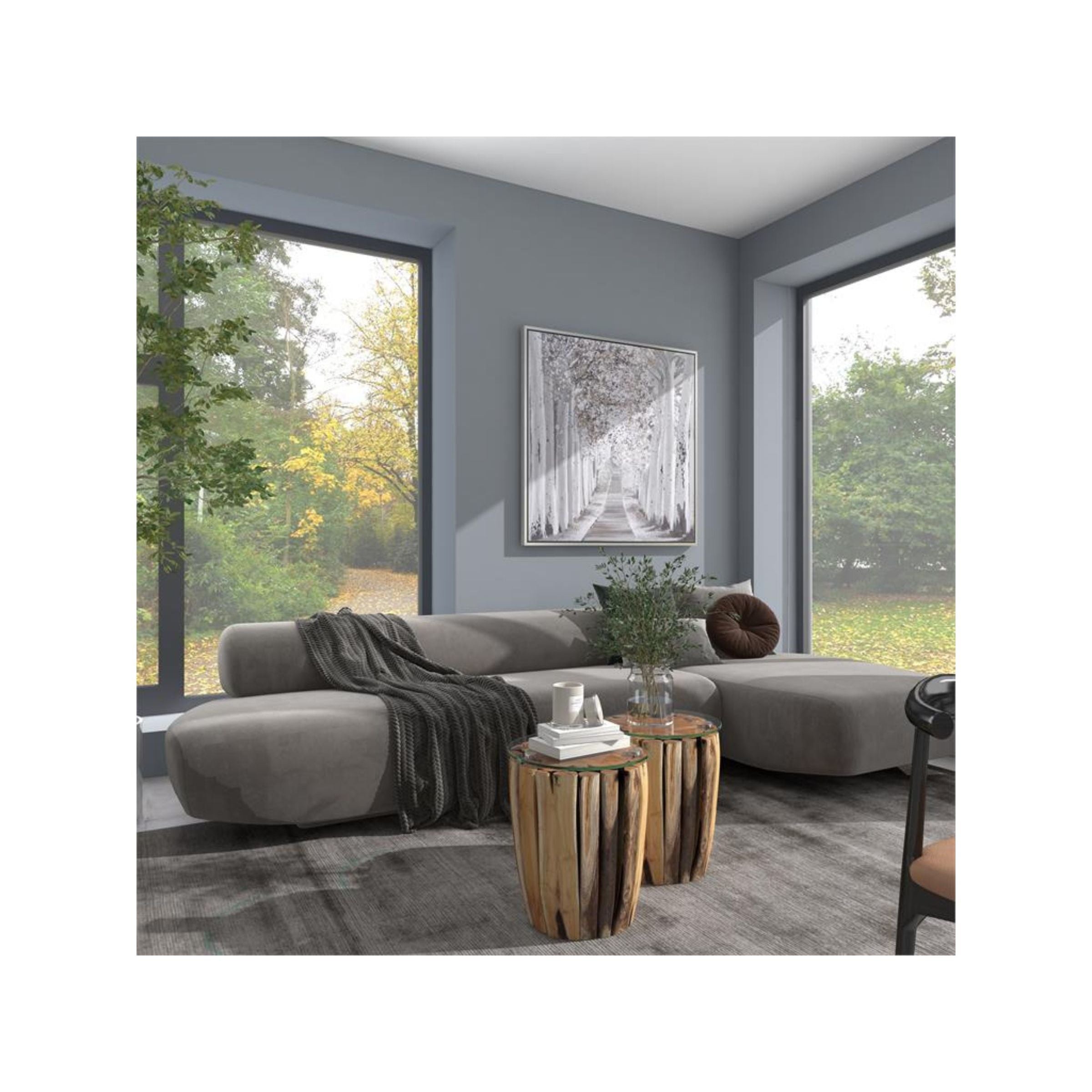 Birch Pathway Framed Canvas Art 47"W x 47"H