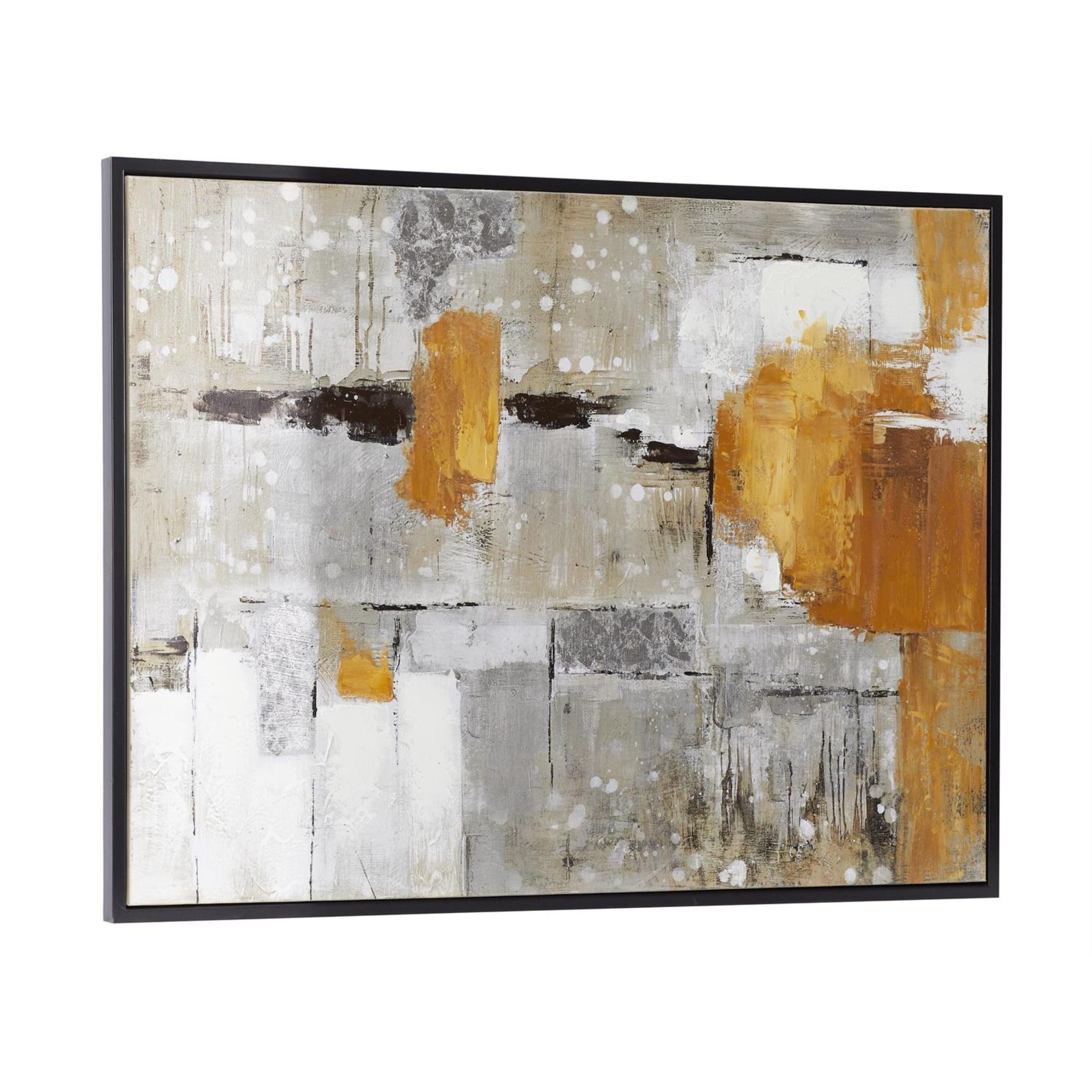 Grey, Caramel, and White Abstract Framed Canvas Art 48"W x 36"H