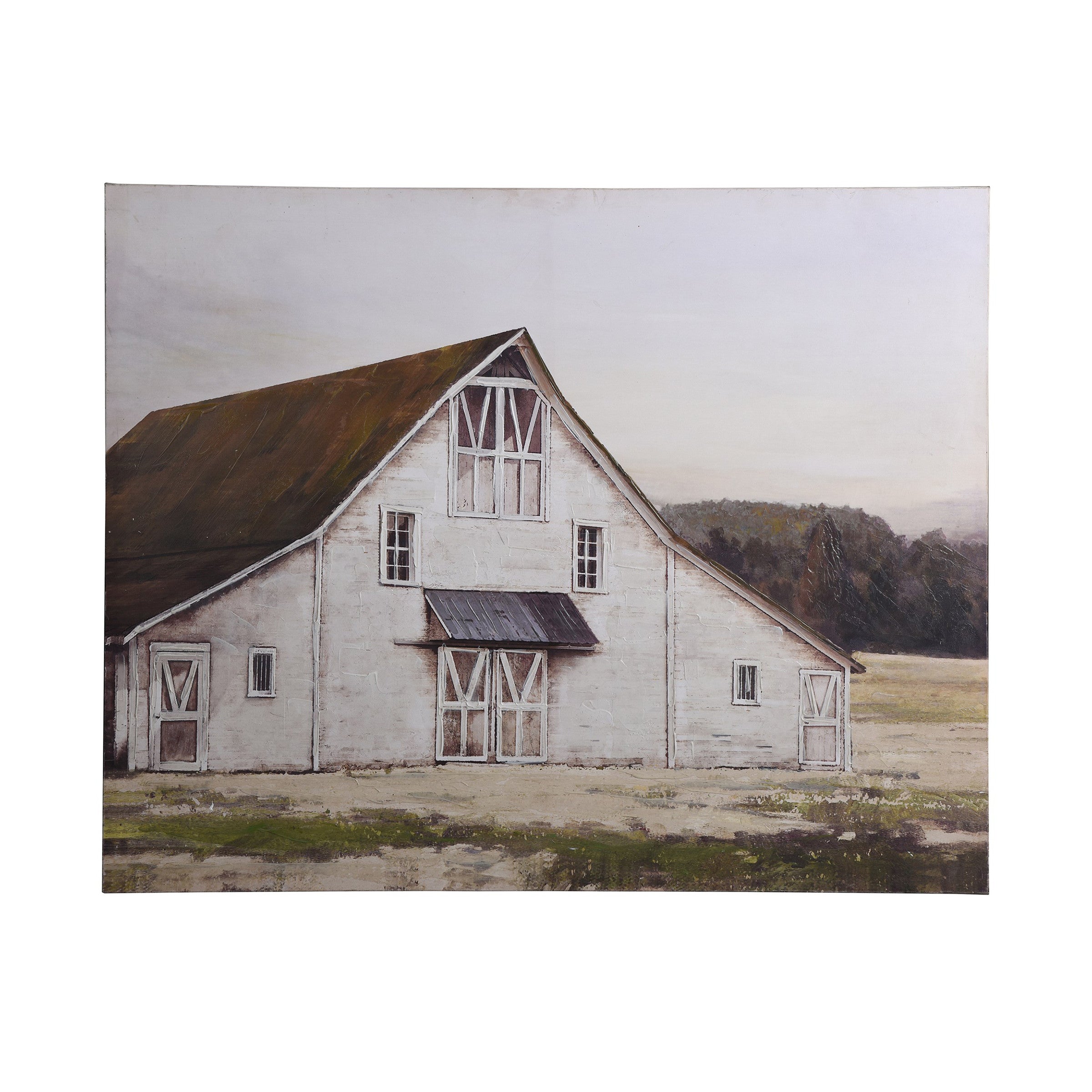 Old White Barn Canvas Art 50"W x 40"H
