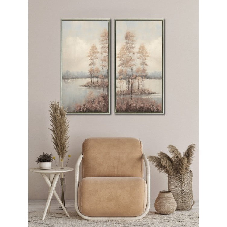 Oak Forest I Hand Embellished Framed Canvas 18"W x 36"H