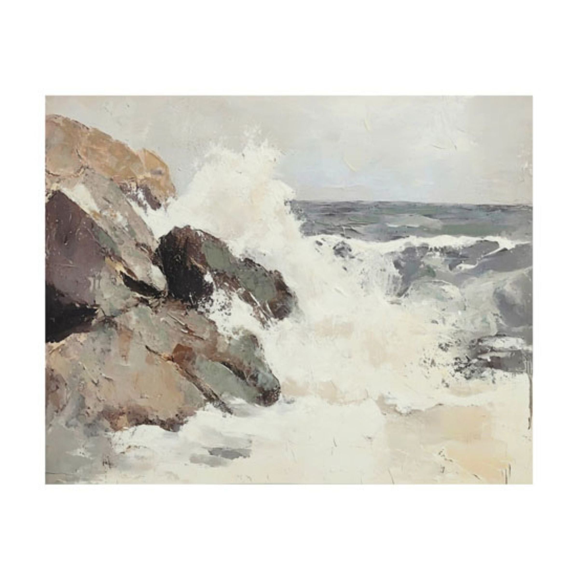 Crashing Waves Hand Embellished Canvas 50"W x 40"H