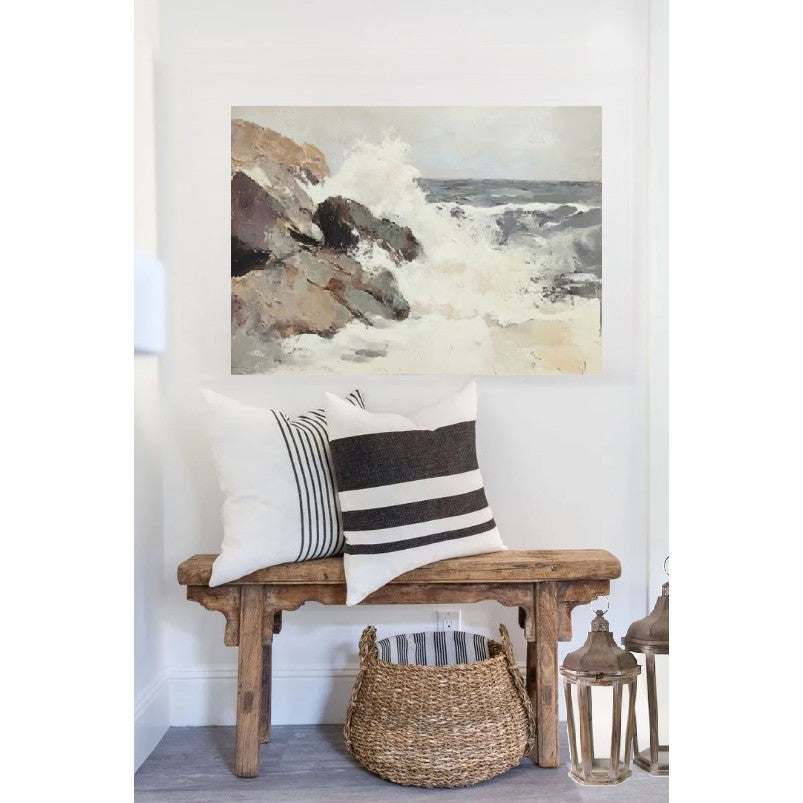 Crashing Waves Hand Embellished Canvas 50"W x 40"H