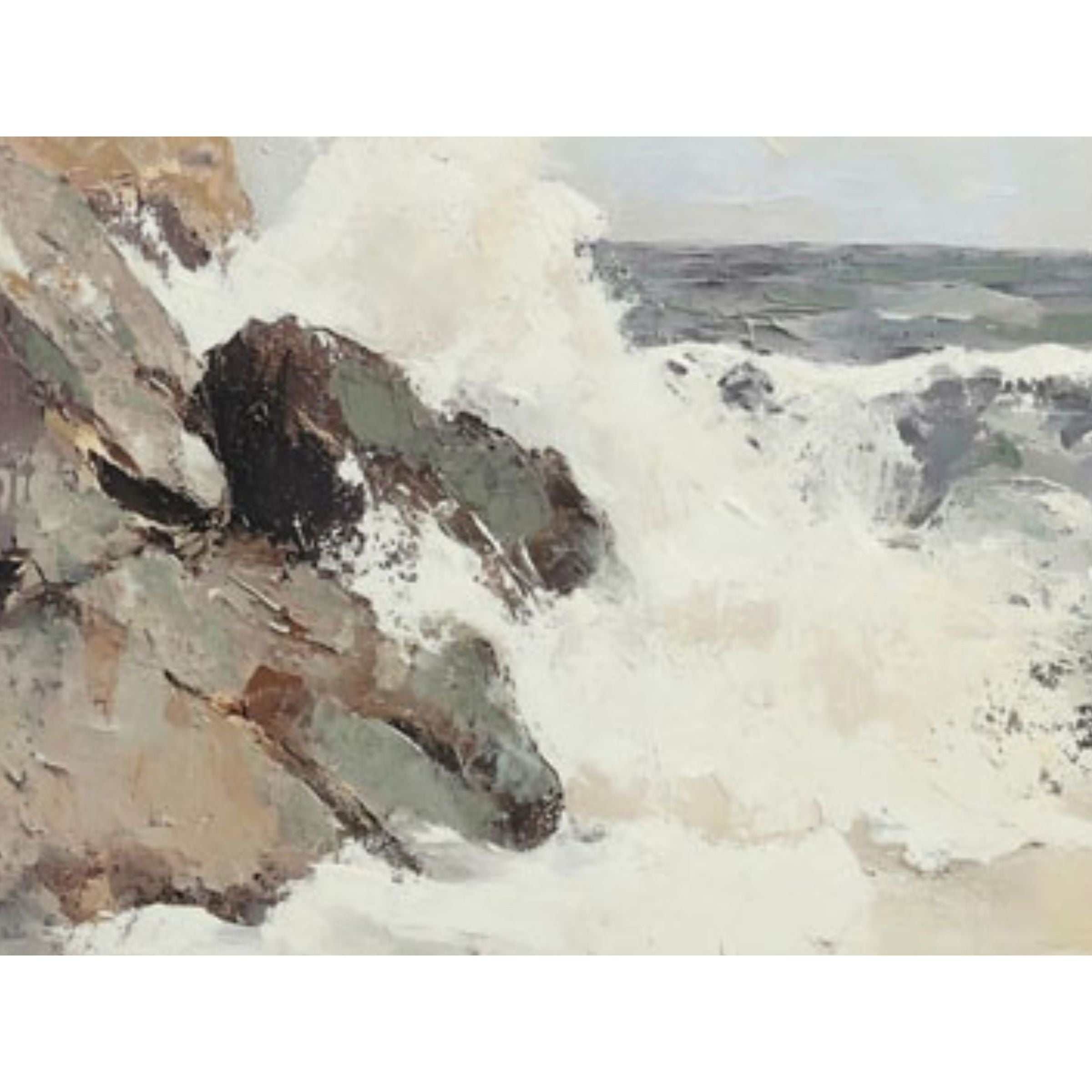 Crashing Waves Hand Embellished Canvas 50"W x 40"H