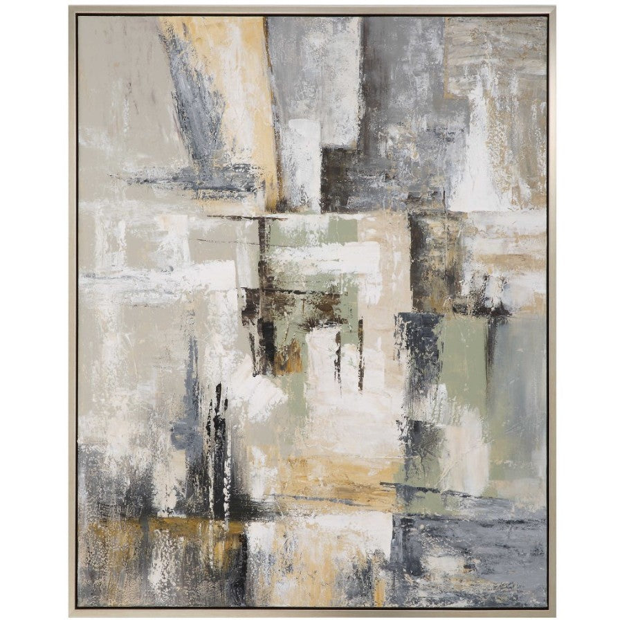 Intuition Abstract Hand Painted Framed Canvas 42"W x 52"H