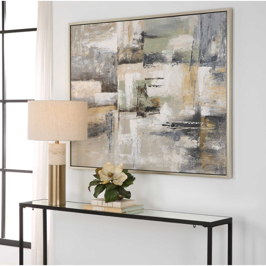 Intuition Abstract Hand Painted Framed Canvas 42"W x 52"H