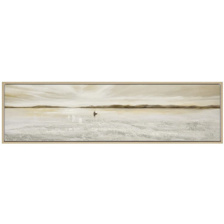 Neutral Sunset and Sailboat Framed Canvas Art 71"W x 20"H