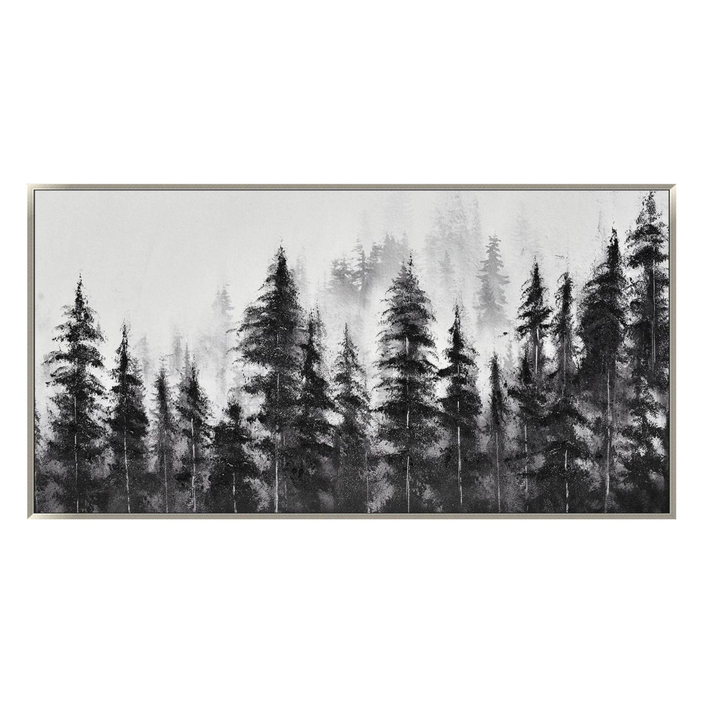 Misty Pines Hand Embellished Framed Canvas 56"W x 28"H
