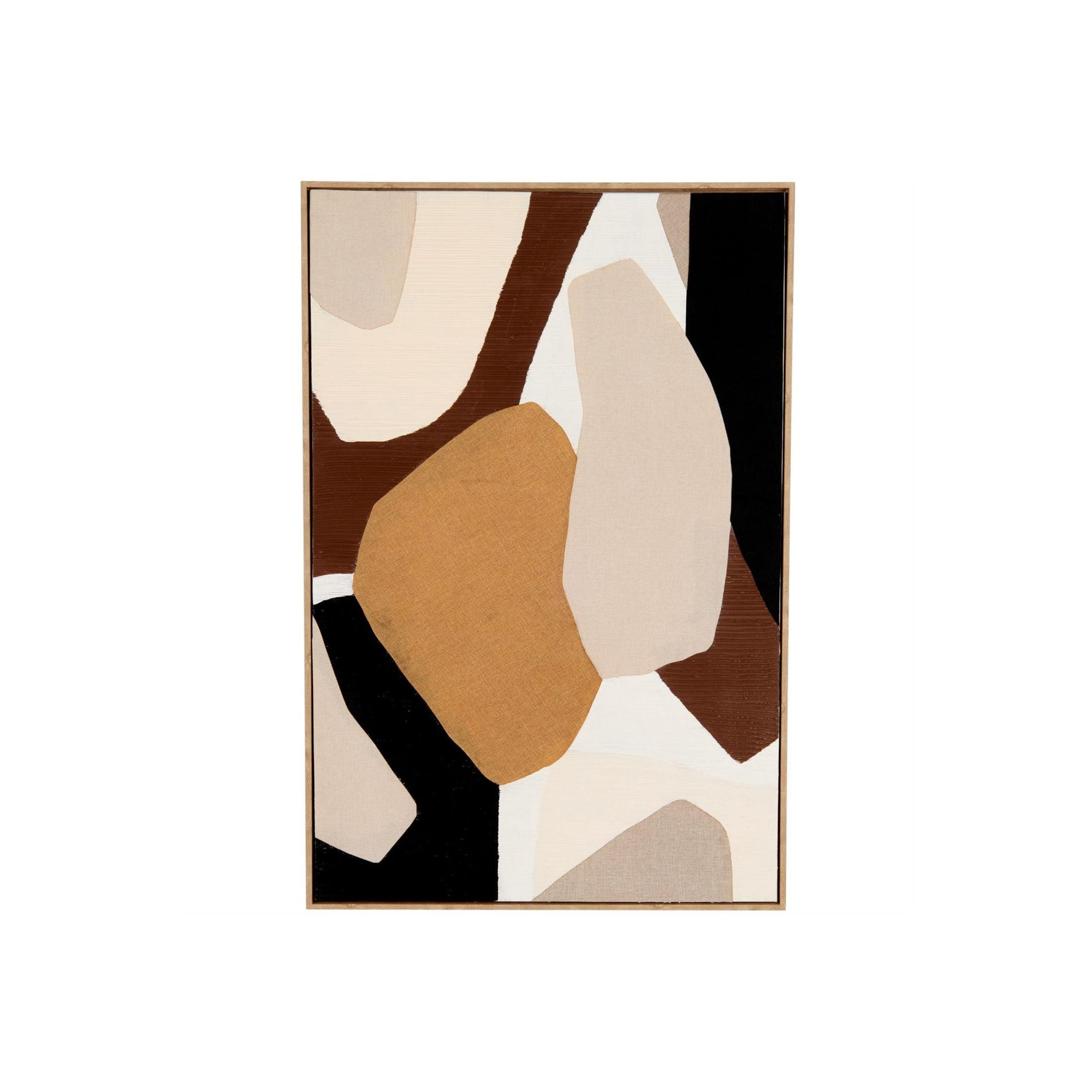 Small Brown, Black, and Tan Modern Framed Canvas Art 32"W x 48"H