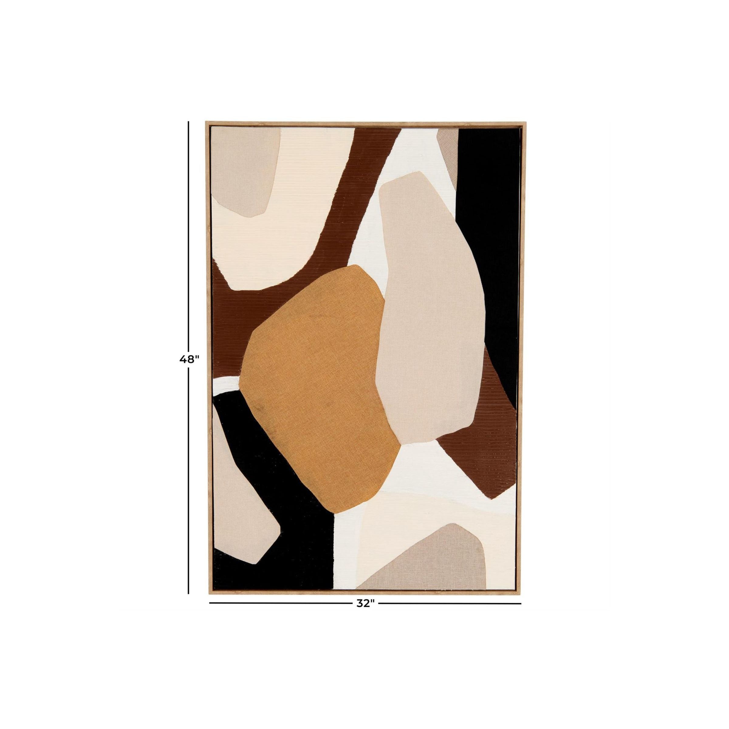 Small Brown, Black, and Tan Modern Framed Canvas Art 32"W x 48"H