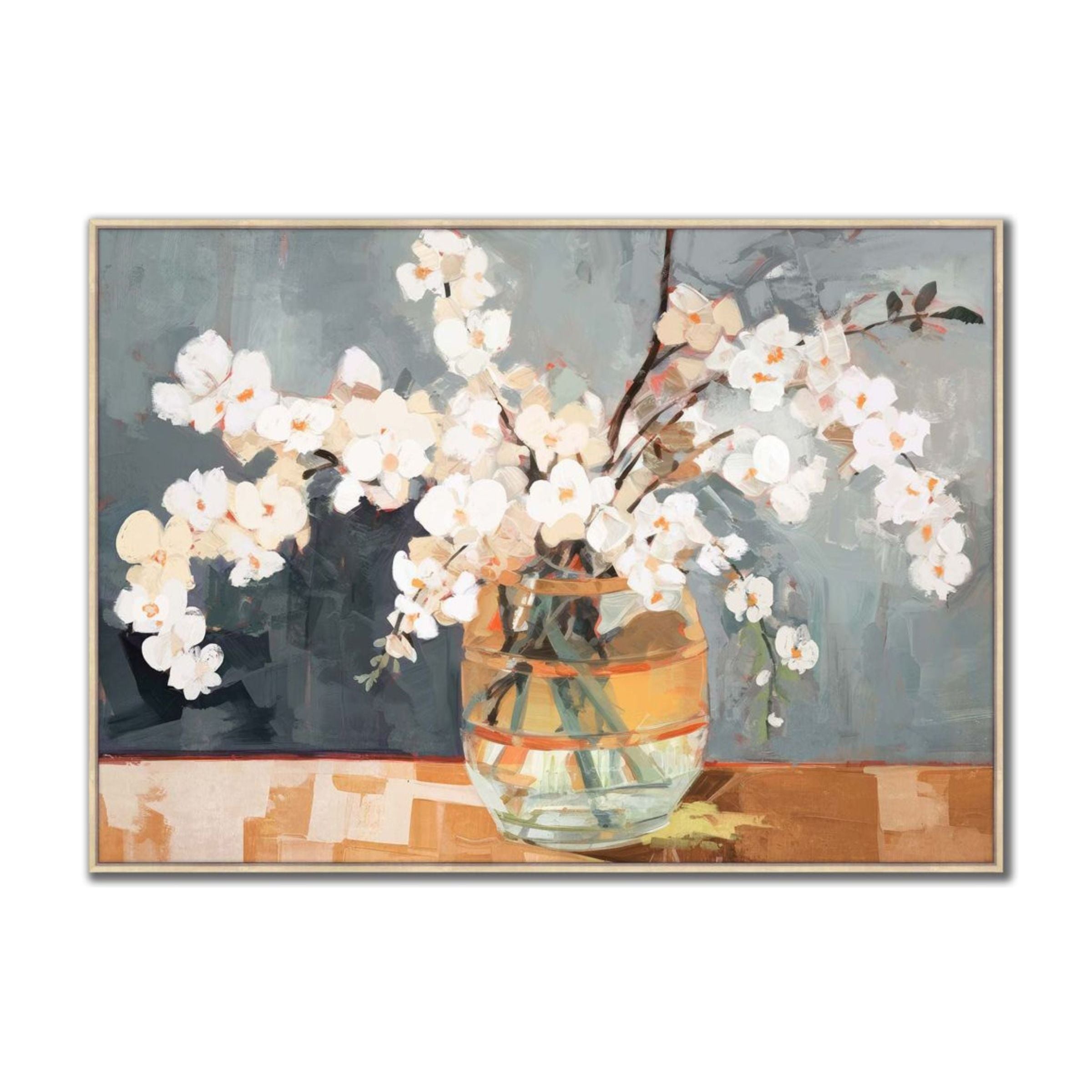 Blooming Vase Textured Framed Painting 55"W x 40"H
