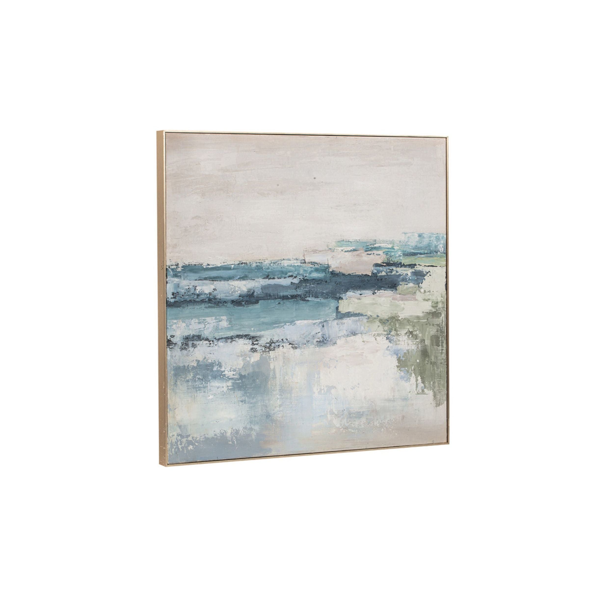 Blue and Green Abstract Hand Painted Wall Art 40"W x 40"H